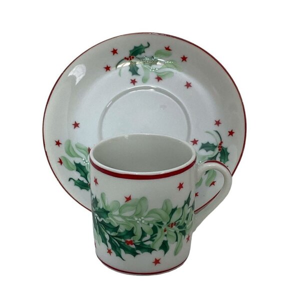 NEIMAN MARCUS Holly Espresso Cup and Saucer Demitasse - Picture 2 of 5